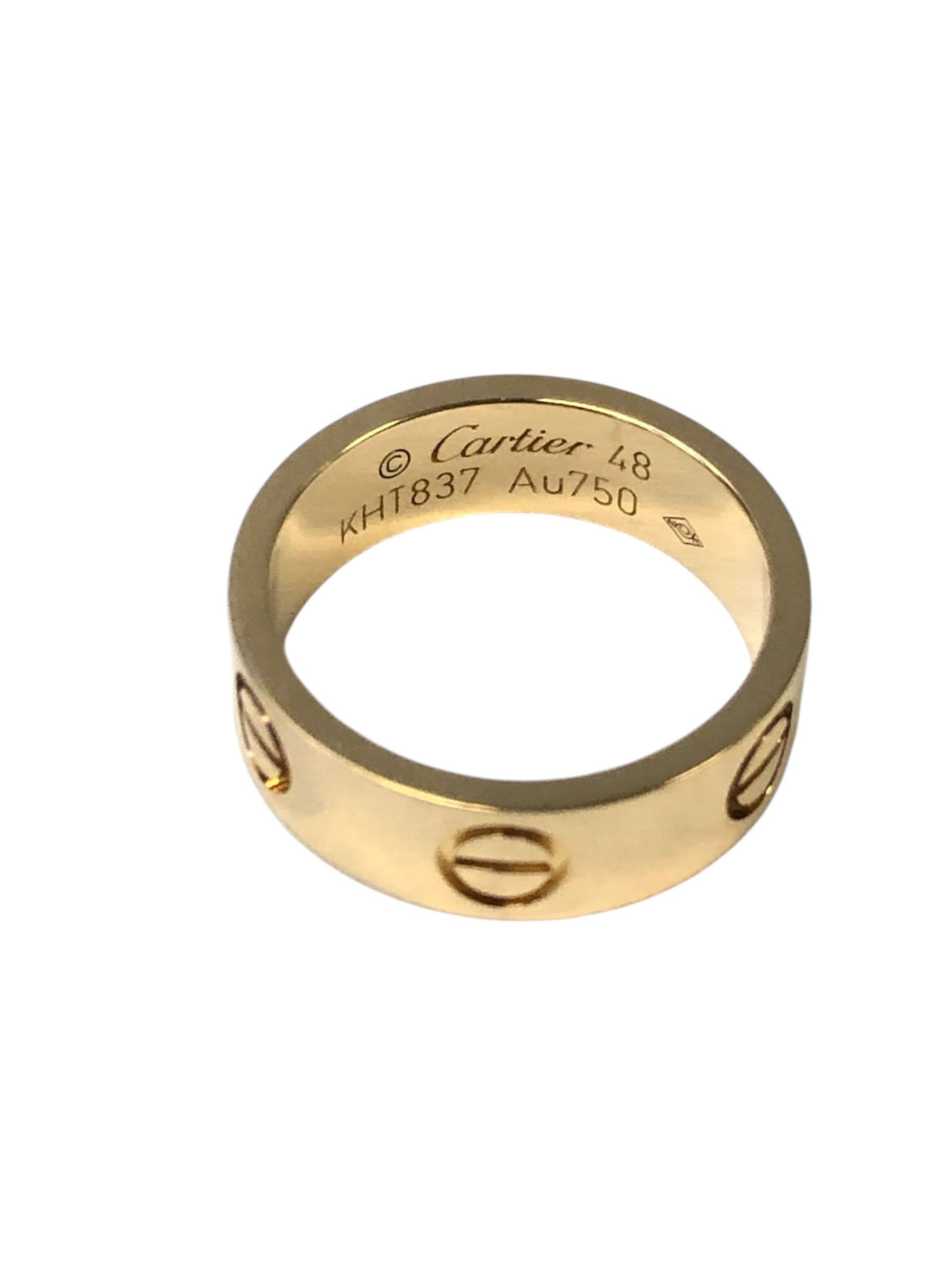 Cartier Rose Gold Love collection Band Ring For Sale 1