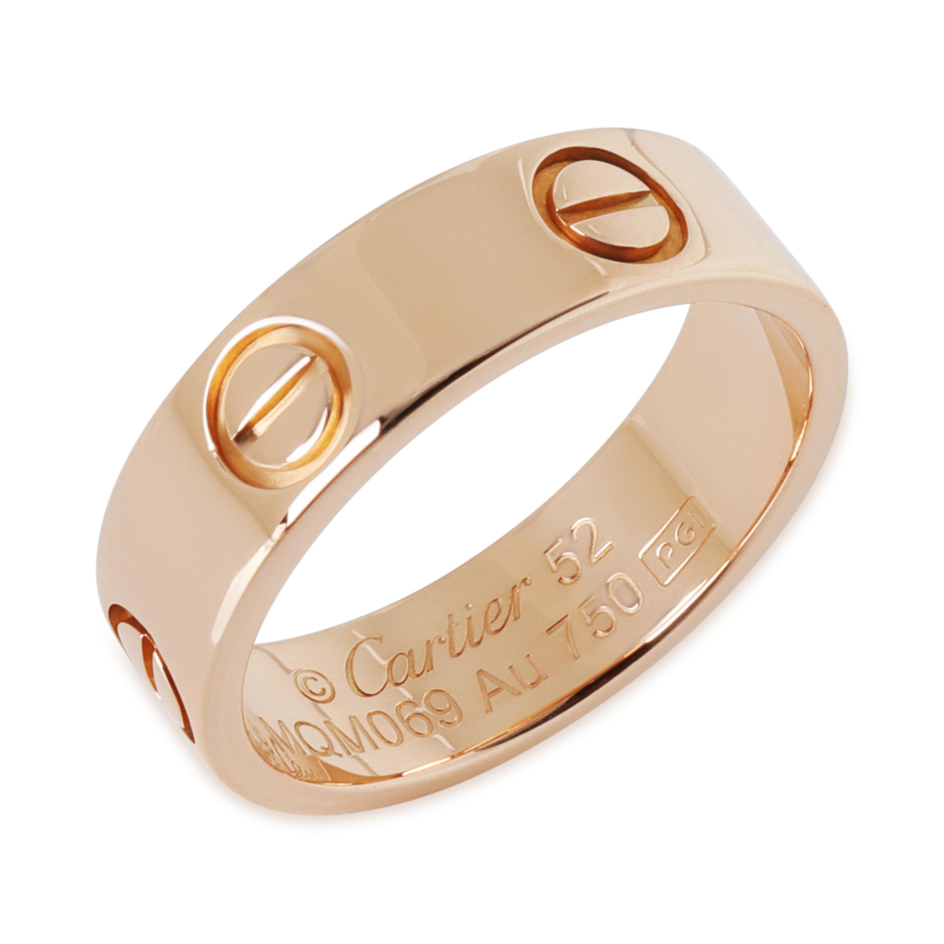 Cartier Oro Rosa  Anillo de amor

DETALLES PRINCIPALES
SKU: 146778
Título del listado: Cartier Oro Rosa  Anillo de amor
Descripción del estado: La colección Love de Cartier es el epítome de lo icónico, desde los diseños reconocibles hasta la