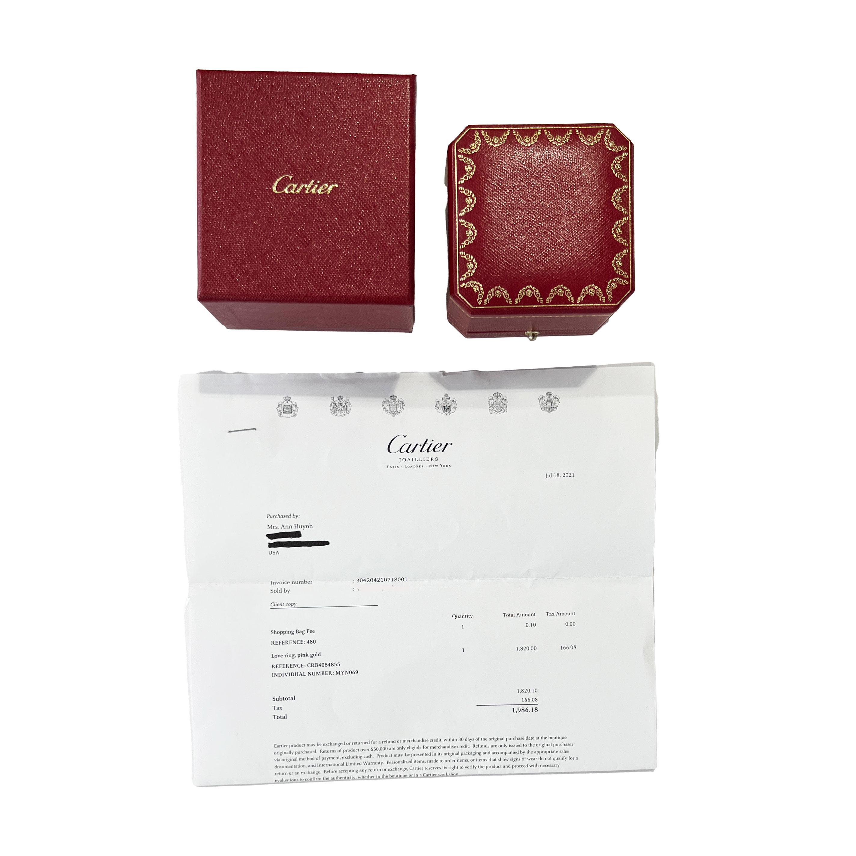 Cartier or rose  Anneau d'amour Unisexe en vente
