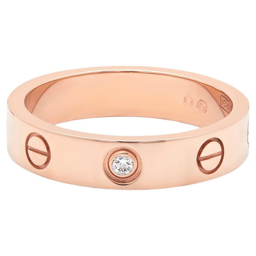 Cartier rose gold Love ring set with 1 diamond B40507 For Sale