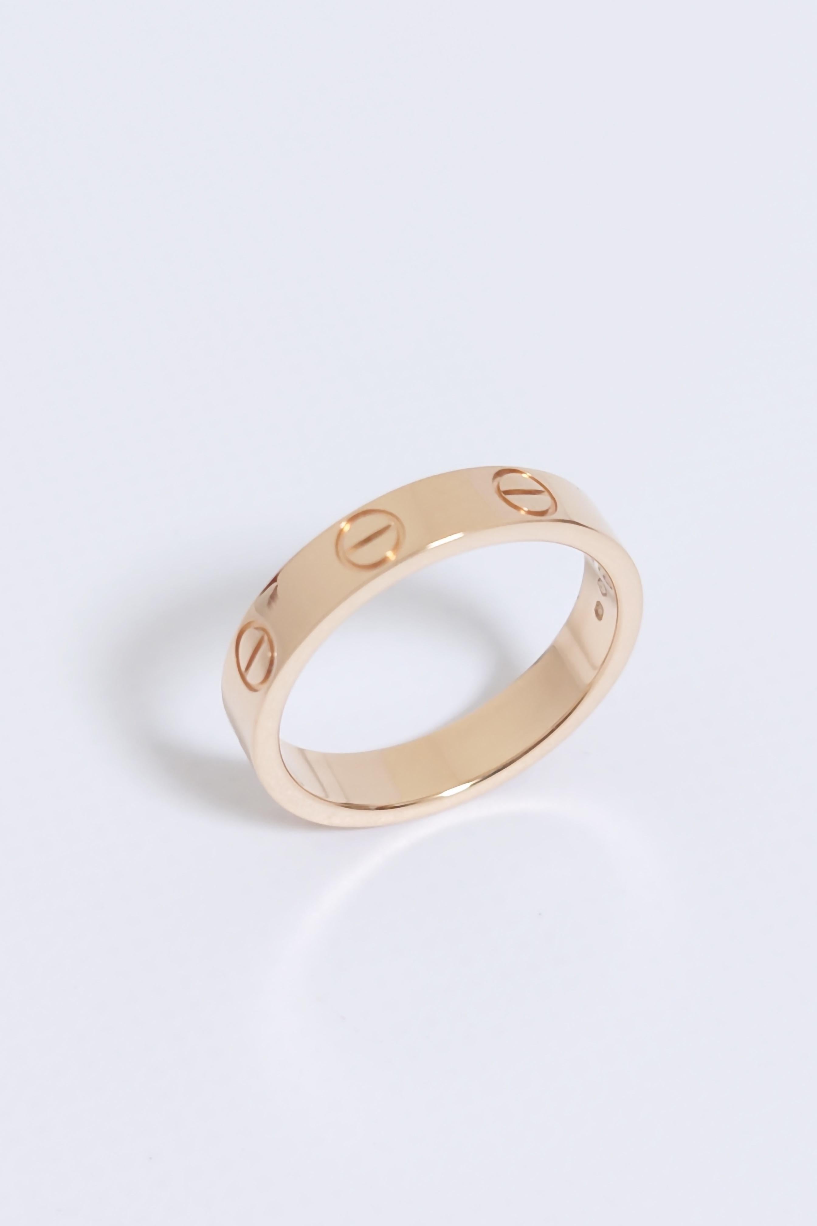 Cartier Rose Gold Love Wedding Band Ring 18KPG AU750 US4.75 In Excellent Condition In Hokkaido, JP