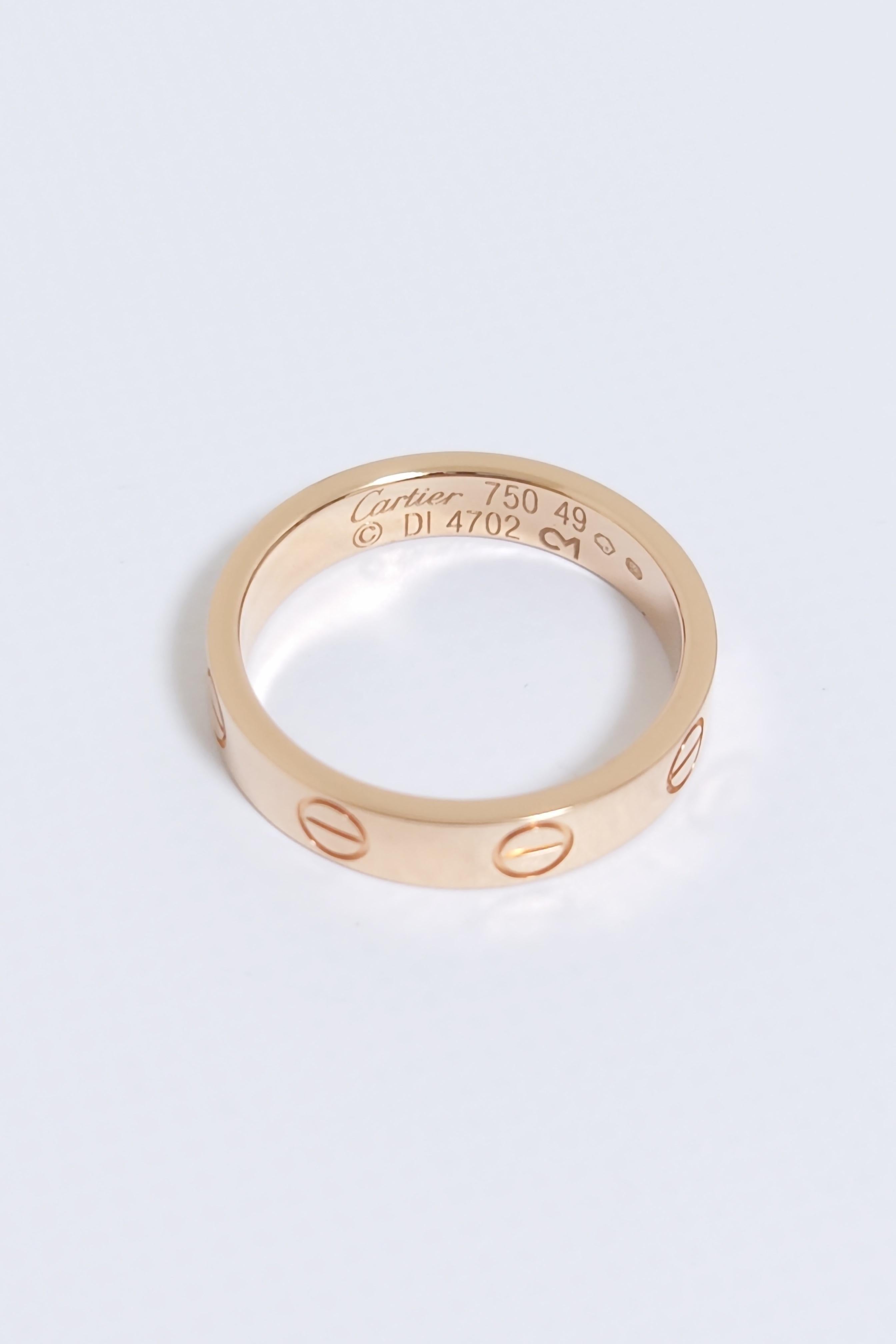 Women's Cartier Rose Gold Love Wedding Band Ring 18KPG AU750 US4.75