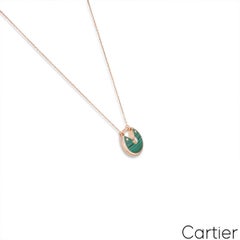 Cartier Rose Gold Malachite & Diamond Amulette De Cartier Necklace