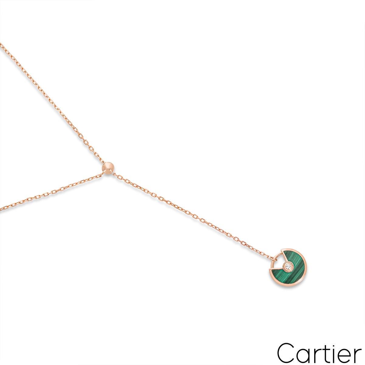 Cartier Amulette De Cartier-Halskette aus Roségold mit Malachit und Diamanten für Damen oder Herren im Angebot