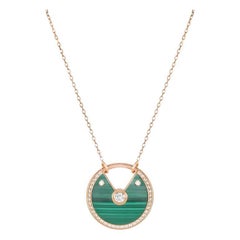 Cartier Rose Gold Malachite & Diamond Amulette De Cartier Necklace