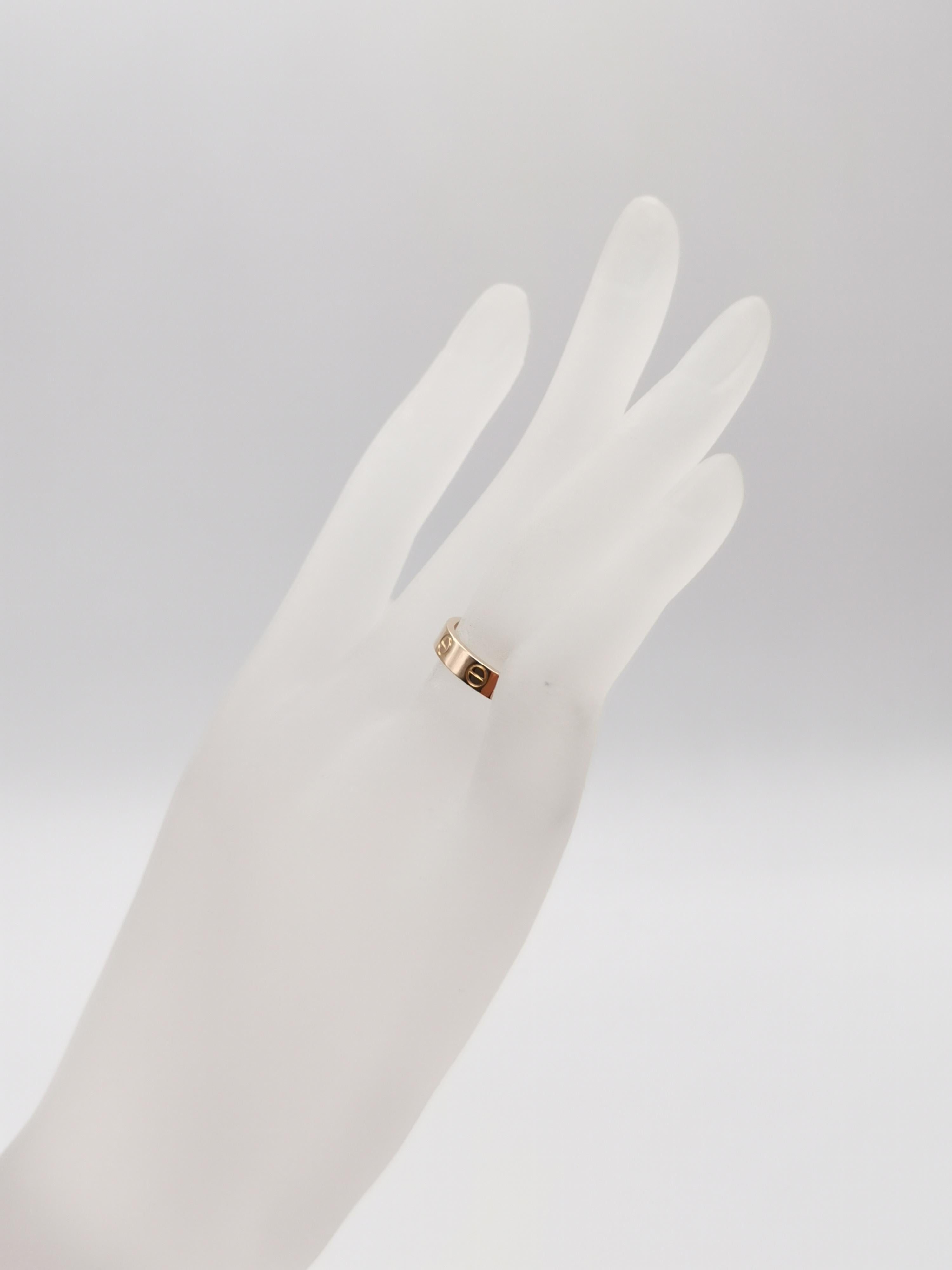 Cartier Rose Gold Mini Love Wedding Band Ring In Excellent Condition In Hokkaido, JP