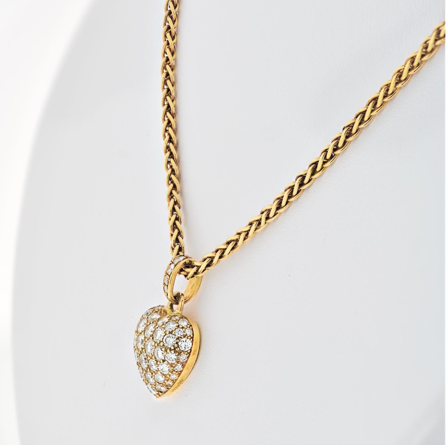 Cartier Rose Gold Pave Diamond Heart Pendant on a Chain Necklace 1