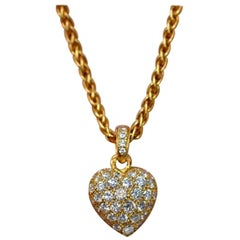 Cartier Rose Gold Pave Diamond Heart Pendant on a Chain Necklace
