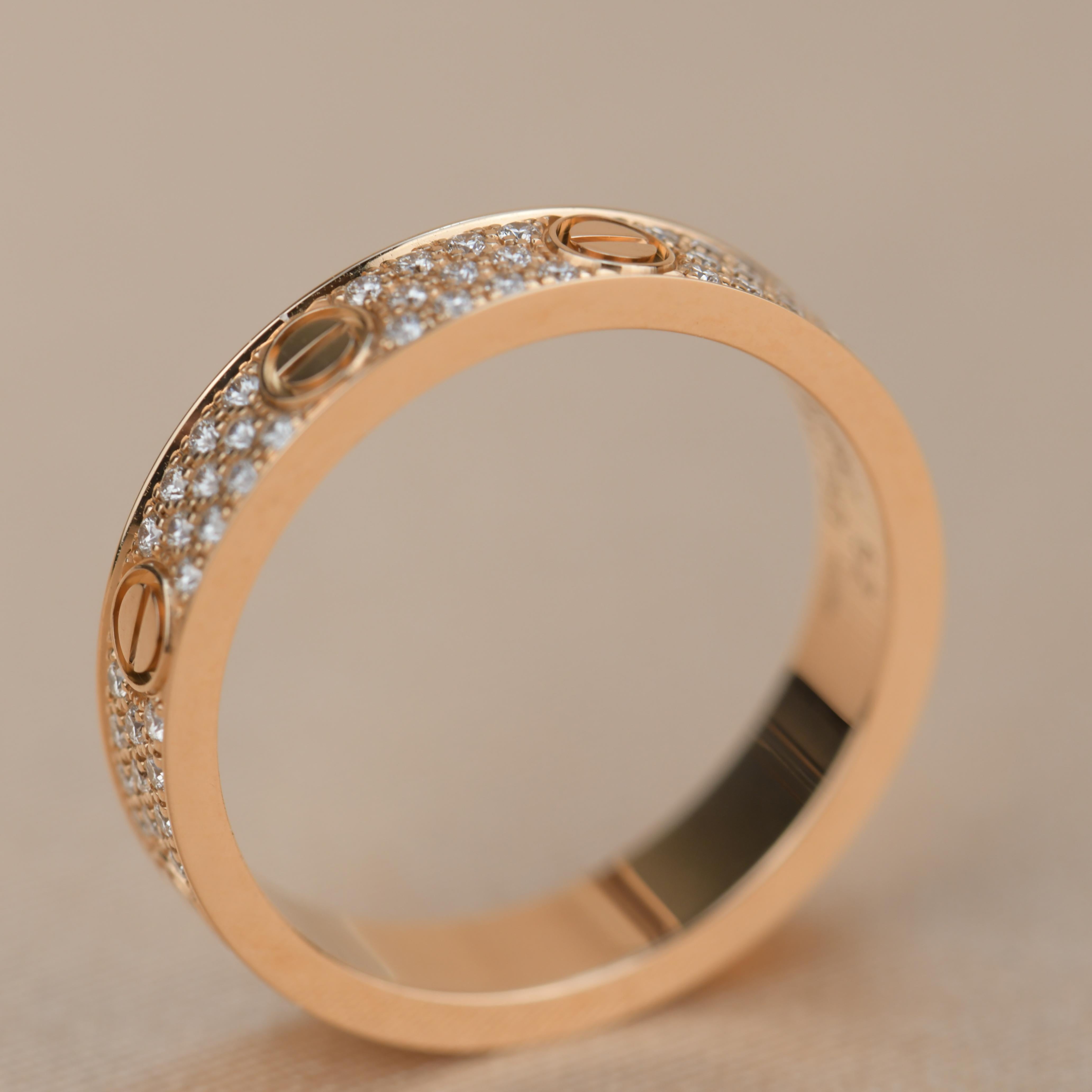 Cartier Rose Gold Pave Diamond Love Ring 1