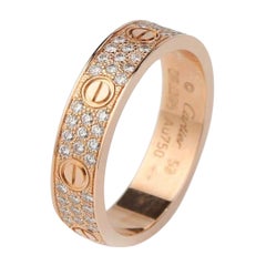 Cartier Rose Gold Pave Diamond Love Ring