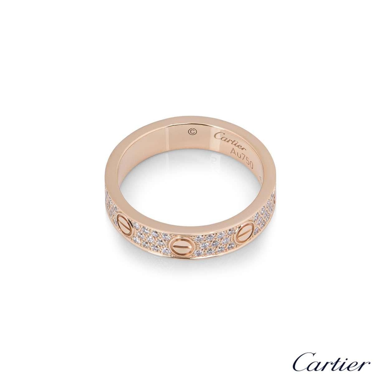 Cartier Rose Gold Pave Diamond Love In Excellent Condition In London, GB