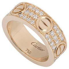 Cartier Rose Gold Pave Diamond Love Ring