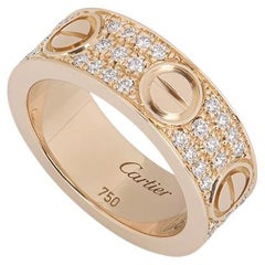 Cartier Rose Gold Pave Diamond Love Ring Size 56 B4087600