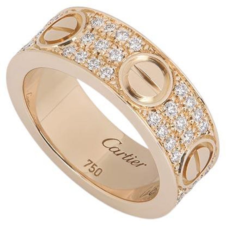 Cartier Rose Gold Pave Diamond Love Ring B4087600 For Sale at 1stDibs |  cartier rings, cartier ring with diamonds, cartier love ring with diamonds