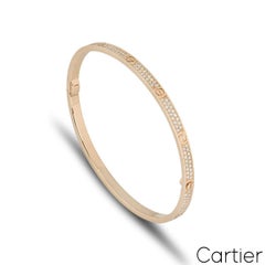 Cartier Rose Gold Pave Diamond SM Love Bracelet Size 19 N6710719