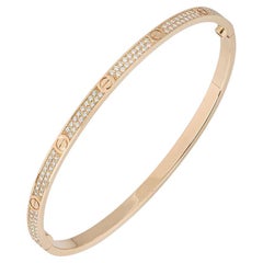 Cartier Rose Gold Pave Diamond SM Love Bracelet Size 19 N6710719