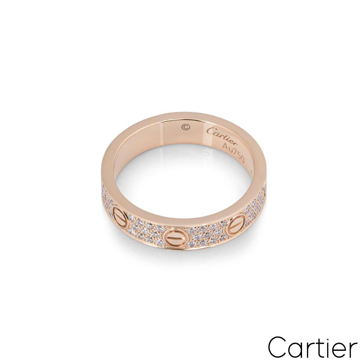 Cartier, bague d'amour en or rose pavé de diamants, taille 49 B4085800 Excellent état - En vente à London, GB
