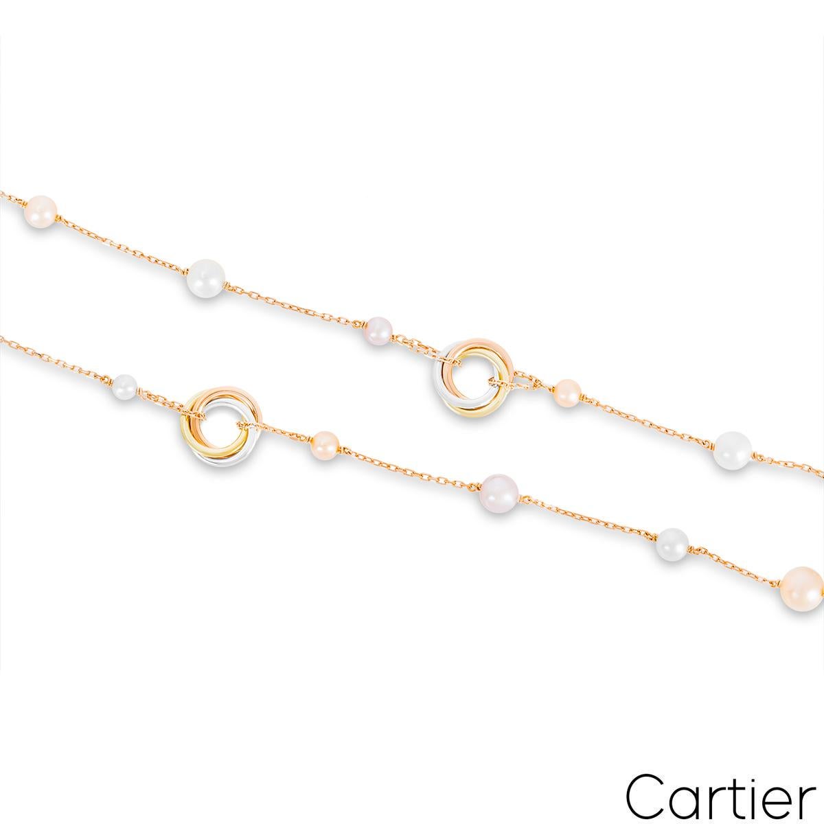 Cartier Trinity De Cartier Halskette aus Roségold mit Perlen (Rosenschliff) im Angebot