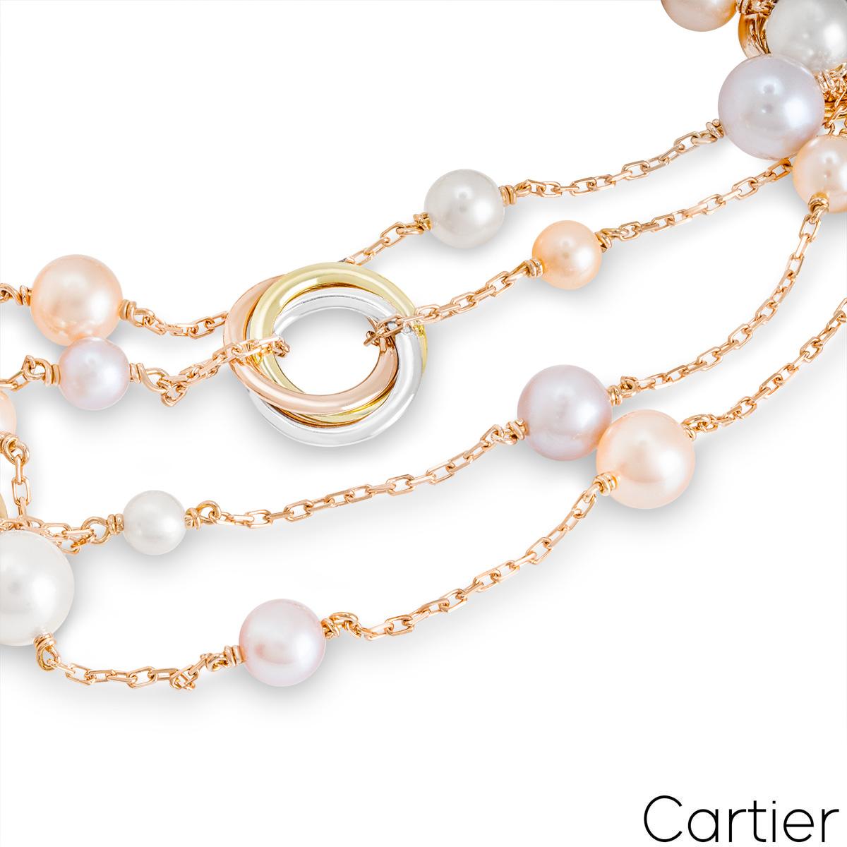 Cartier Trinity De Cartier Halskette aus Roségold mit Perlen im Zustand „Hervorragend“ im Angebot in London, GB