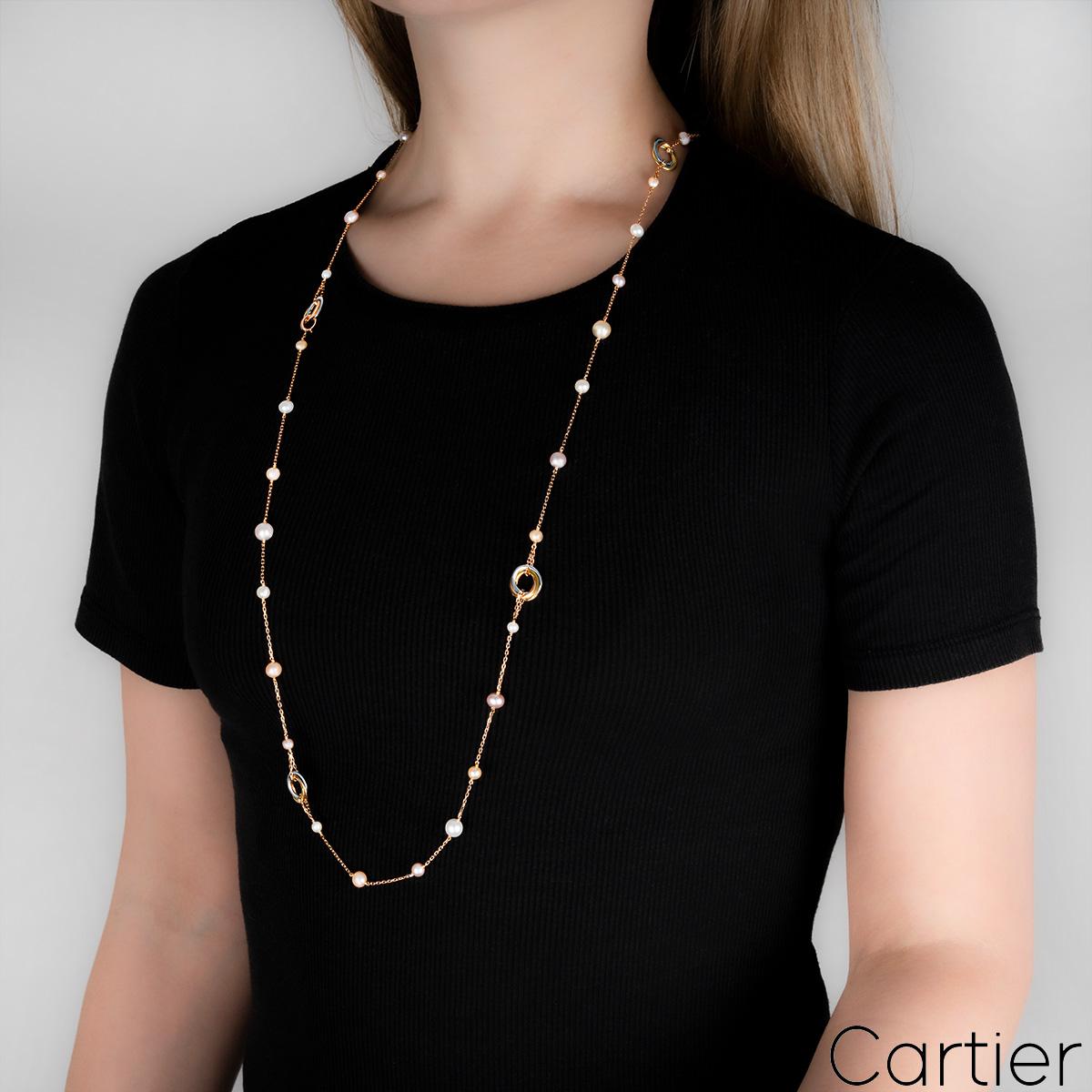Cartier Trinity De Cartier Halskette aus Roségold mit Perlen Damen im Angebot