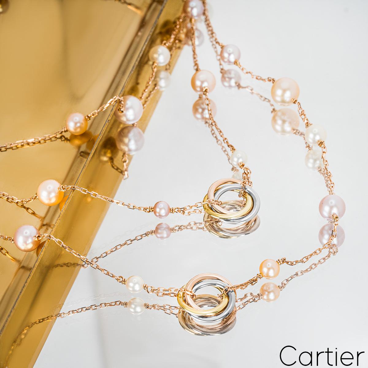 Cartier Rose Gold Pearl Trinity De Cartier Necklace For Sale 2