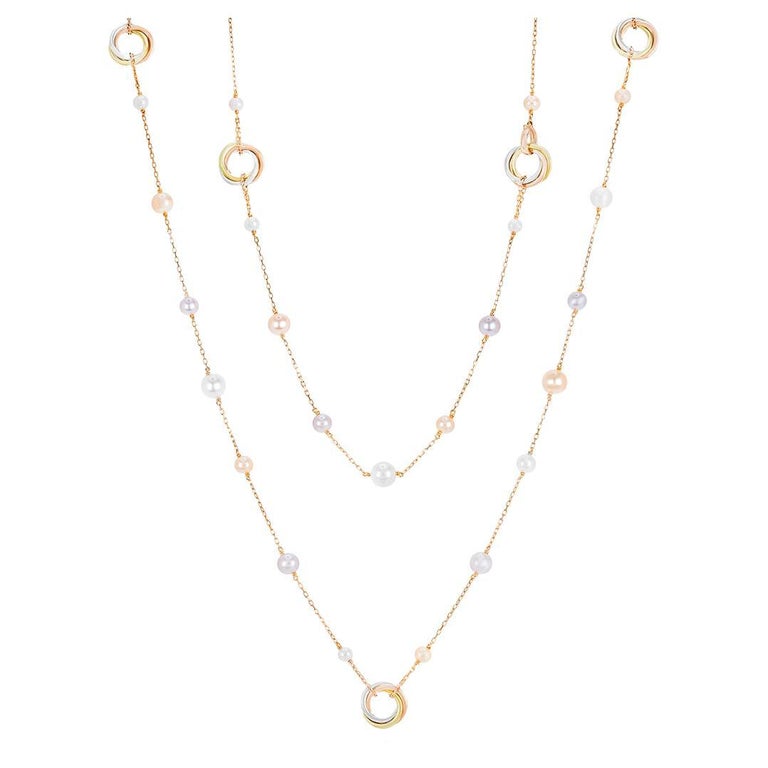 Cartier Rose Gold Pearl Trinity De Cartier Necklace at 1stDibs