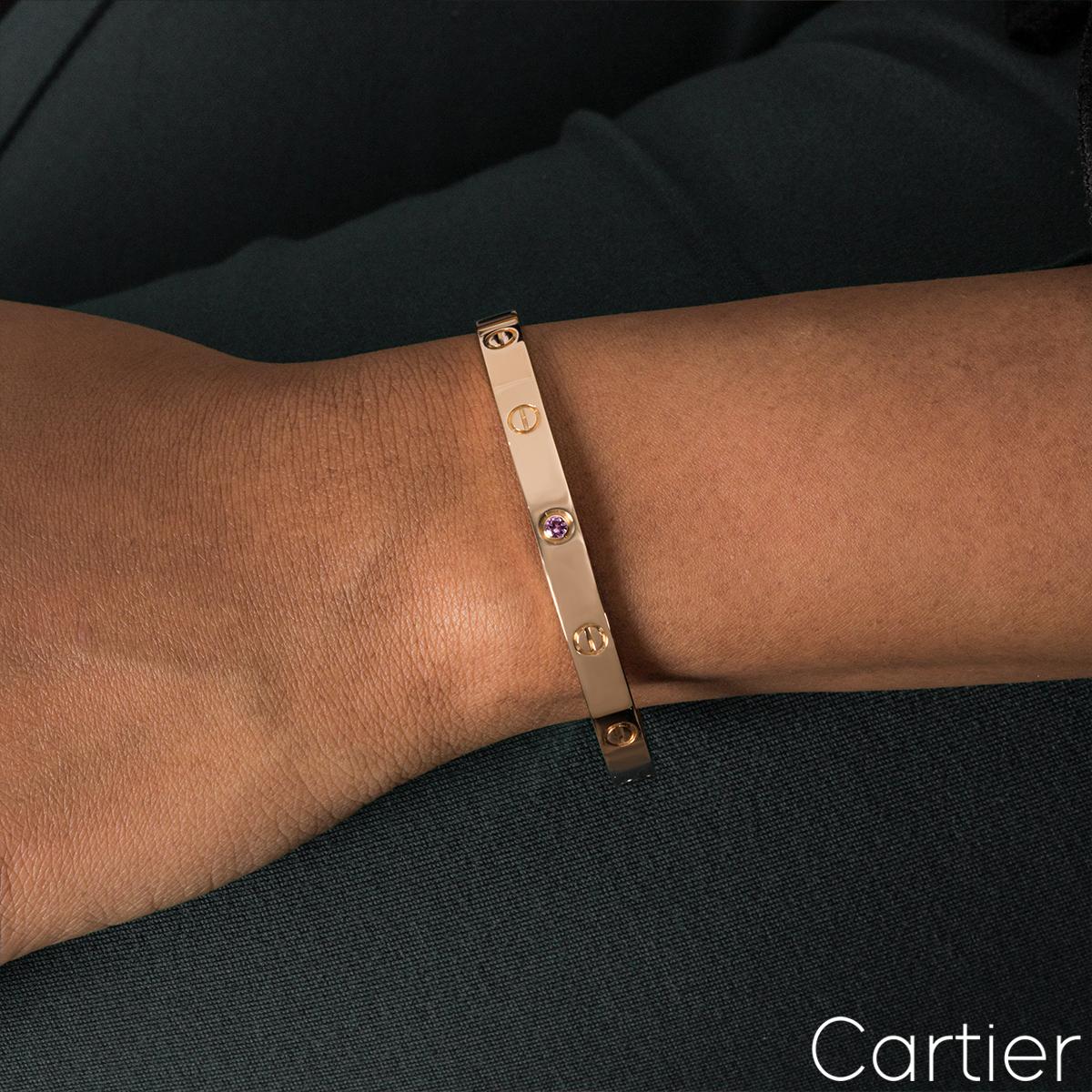 Cartier Roségold Rosa Saphir Manschette Love-Armband Größe 19 B6030019 im Angebot 1