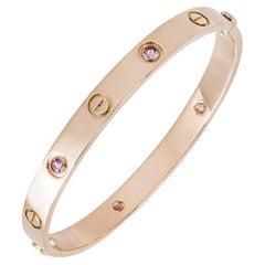 Cartier Rose Gold Pink Sapphire Love Bracelet Size 16 B6031116