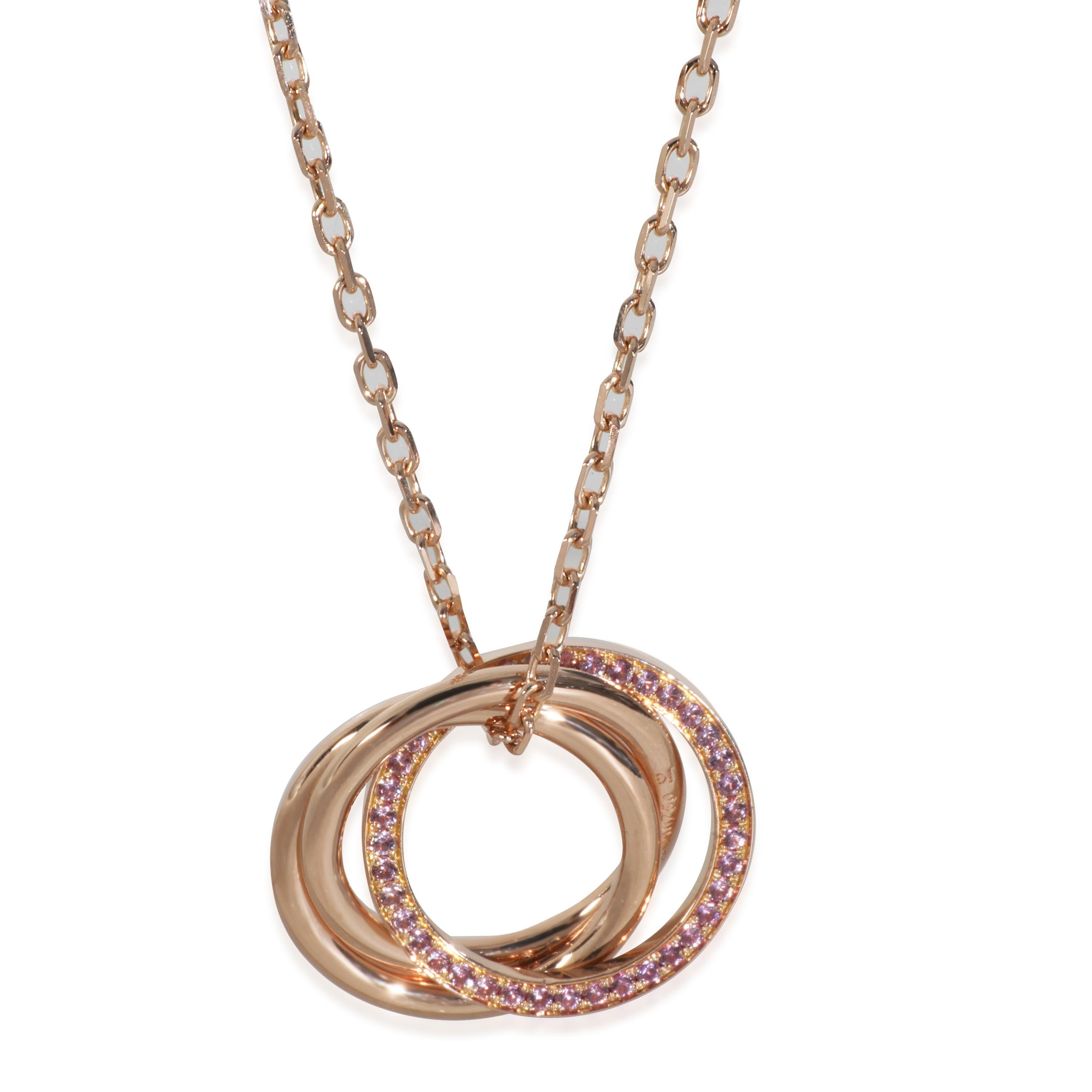 Cartier Rose Gold Pink Sapphire Trinity Pendant

PRIMARY DETAILS
SKU: 145886
Listing Title: Cartier Rose Gold Pink Sapphire Trinity Pendant
Condition Description: Louis Cartier, the founder's grandson, introduced the Trinity ring in 1924. The ring