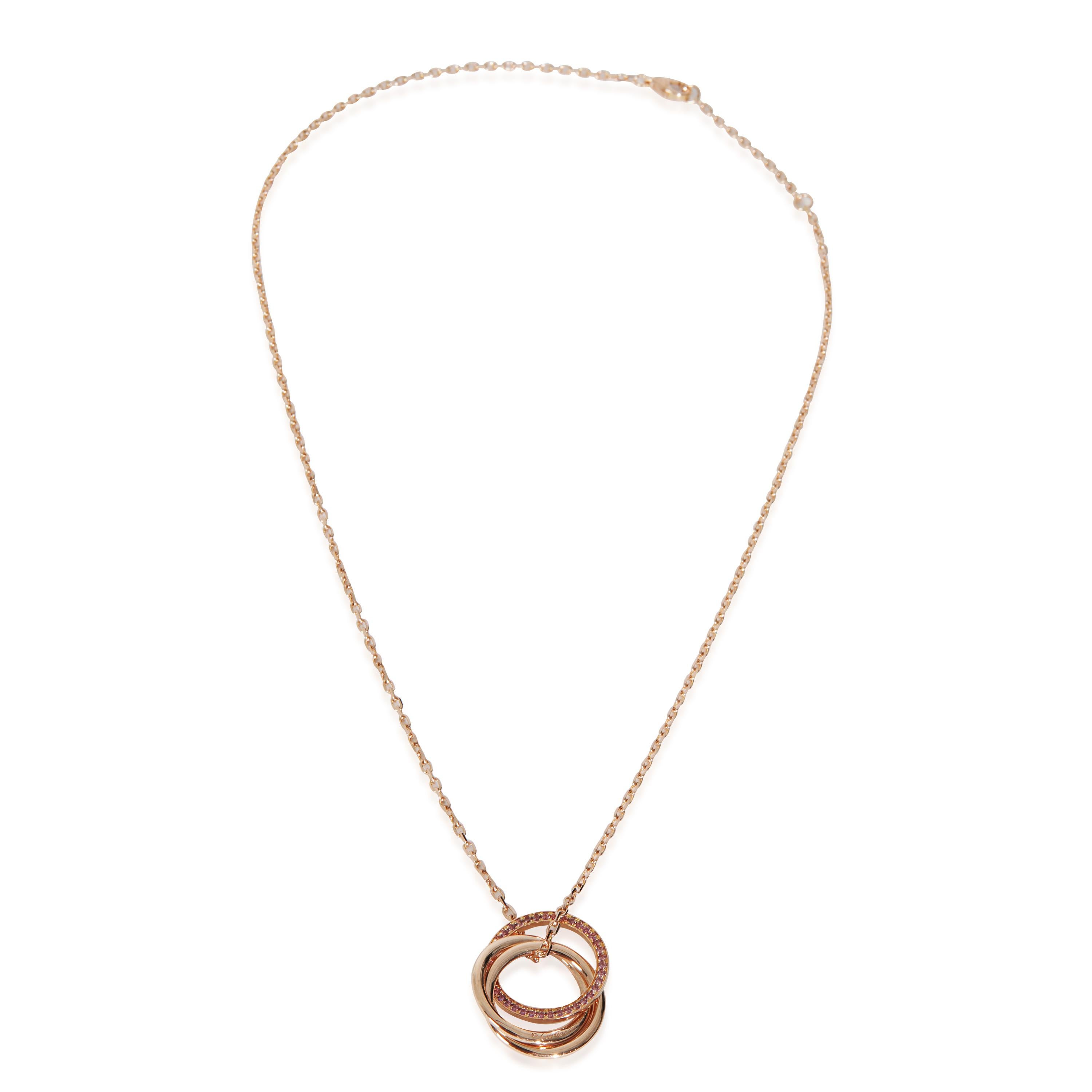 Cartier Rose Gold Pink Sapphire Trinity Pendant In Excellent Condition For Sale In New York, NY