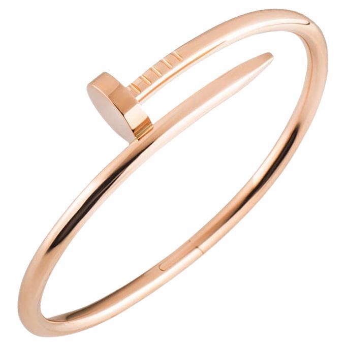 Cartier Rose Gold Plain Juste Un Clou Bracelet Size 17 B6048117 For Sale