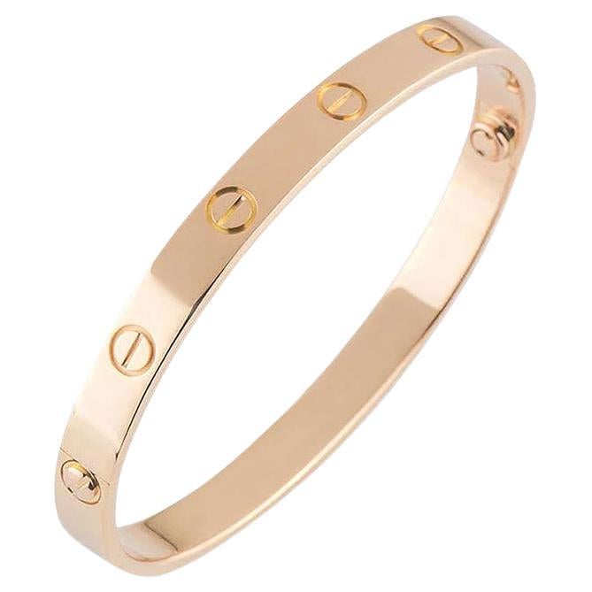 Cartier Rose Gold Plain Love Bracelet Size 16 B6035616 For Sale