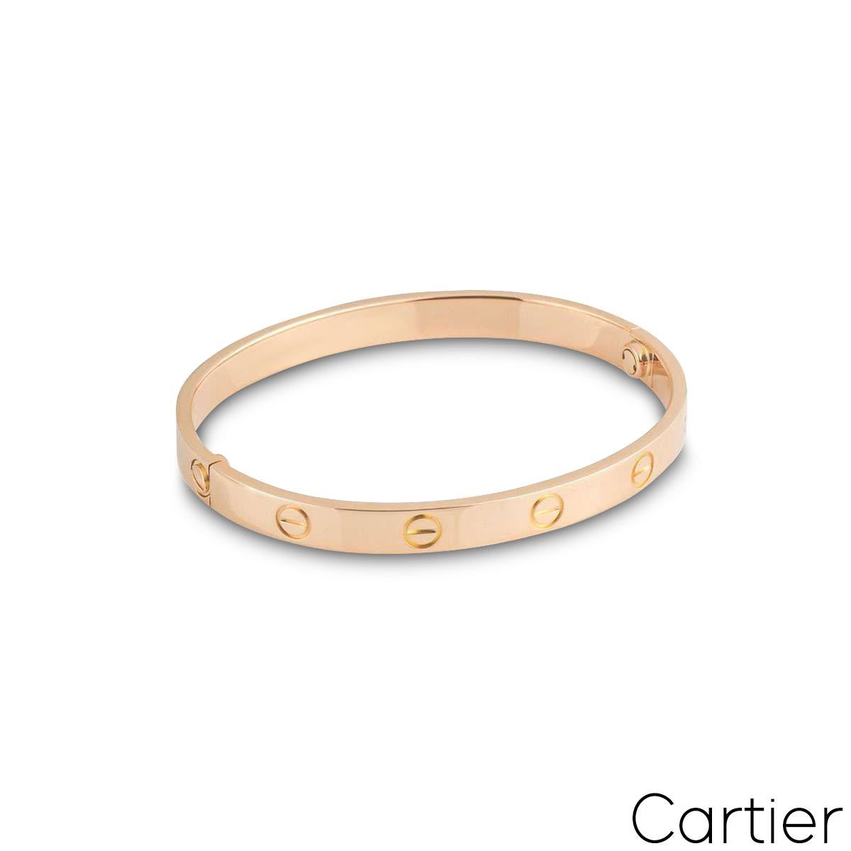 Cartier Rose Gold Plain Love Bracelet Size 18 B6035618 In Excellent Condition In London, GB