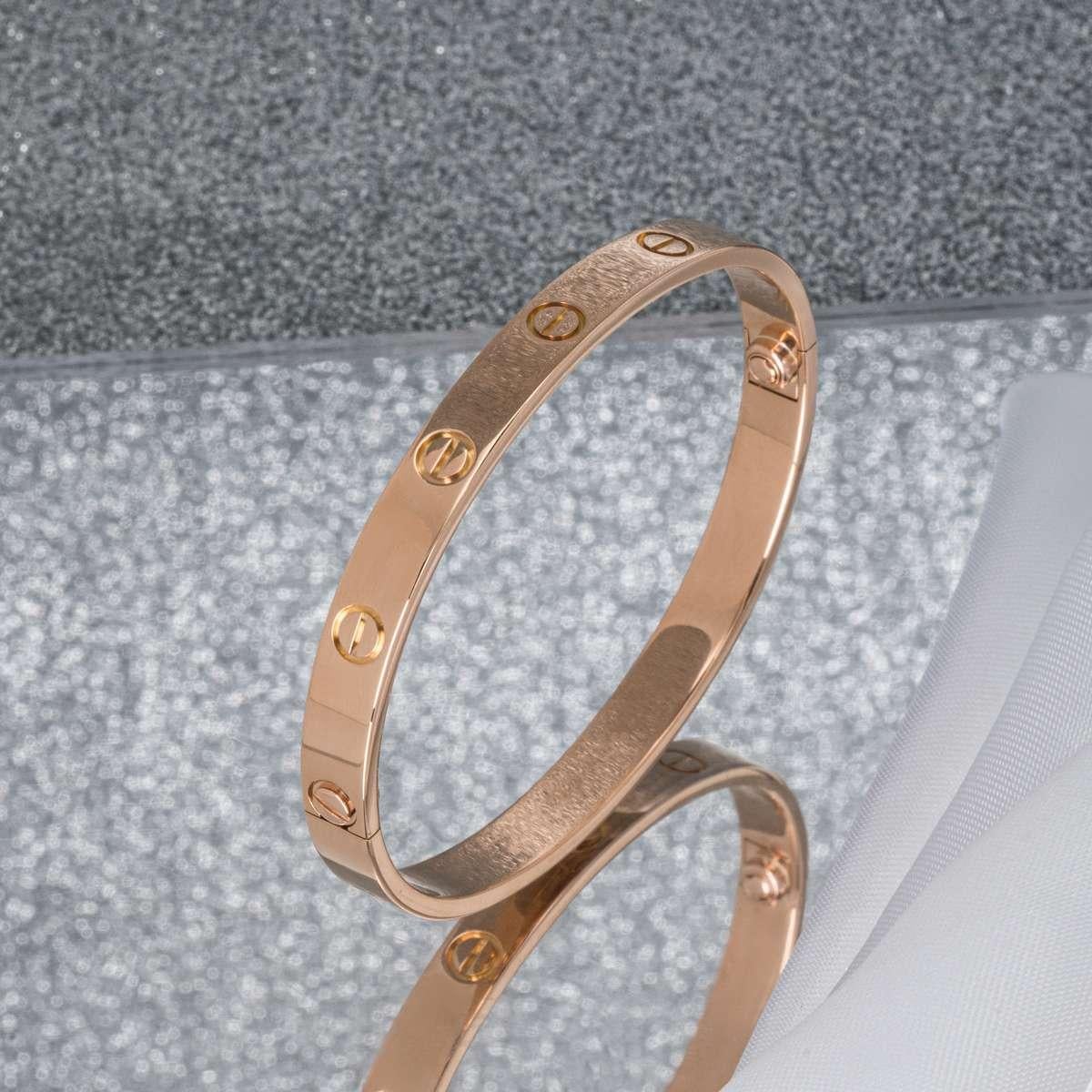 Cartier Rose Gold Plain Love Bracelet Size 18 B6035618 1