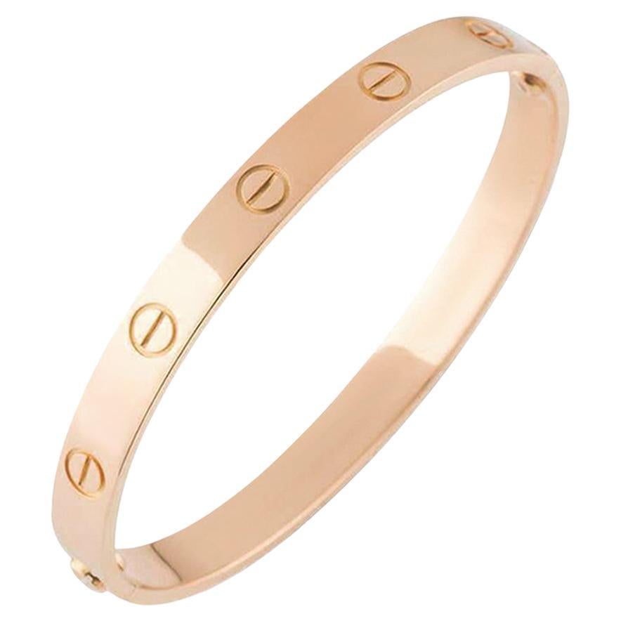 Cartier Rose Gold Plain Love Bracelet Size 19 B6035619