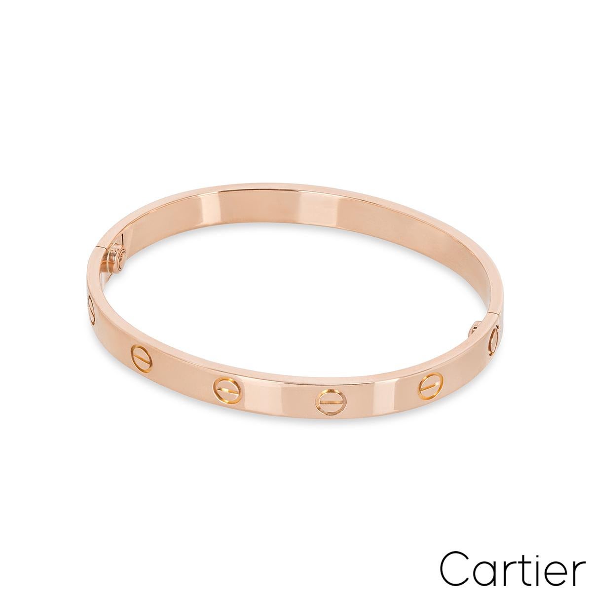 Cartier Roségold Plain Love Armband Größe 20 B6035620 für Damen oder Herren im Angebot