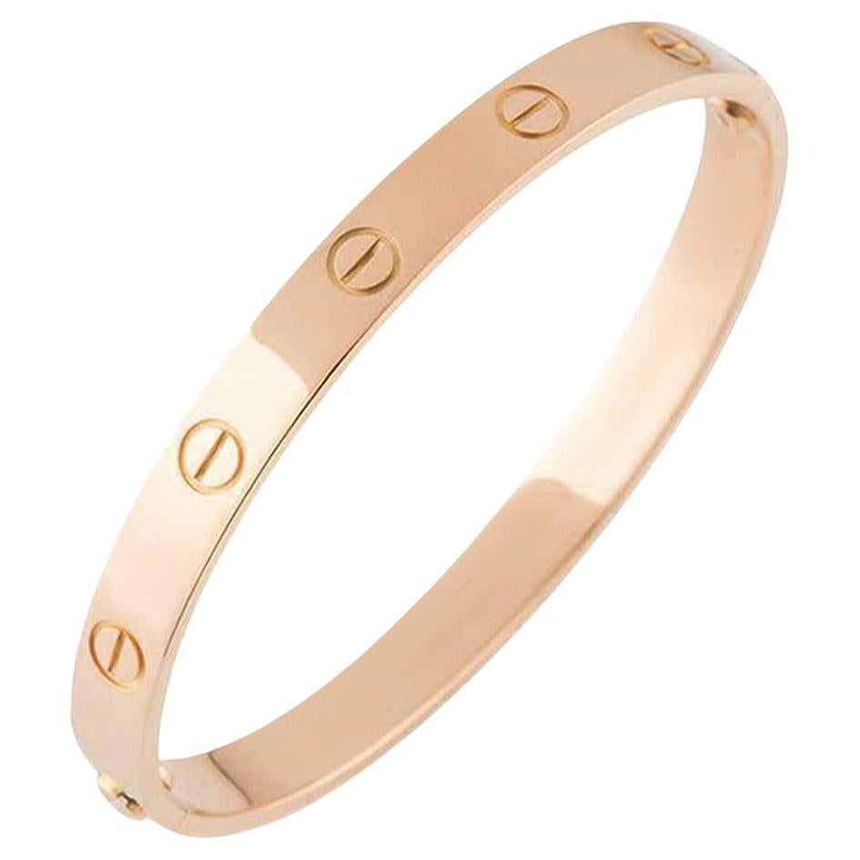 Cartier Rose Gold Plain Love Bracelet Size 20 B6035620 For Sale