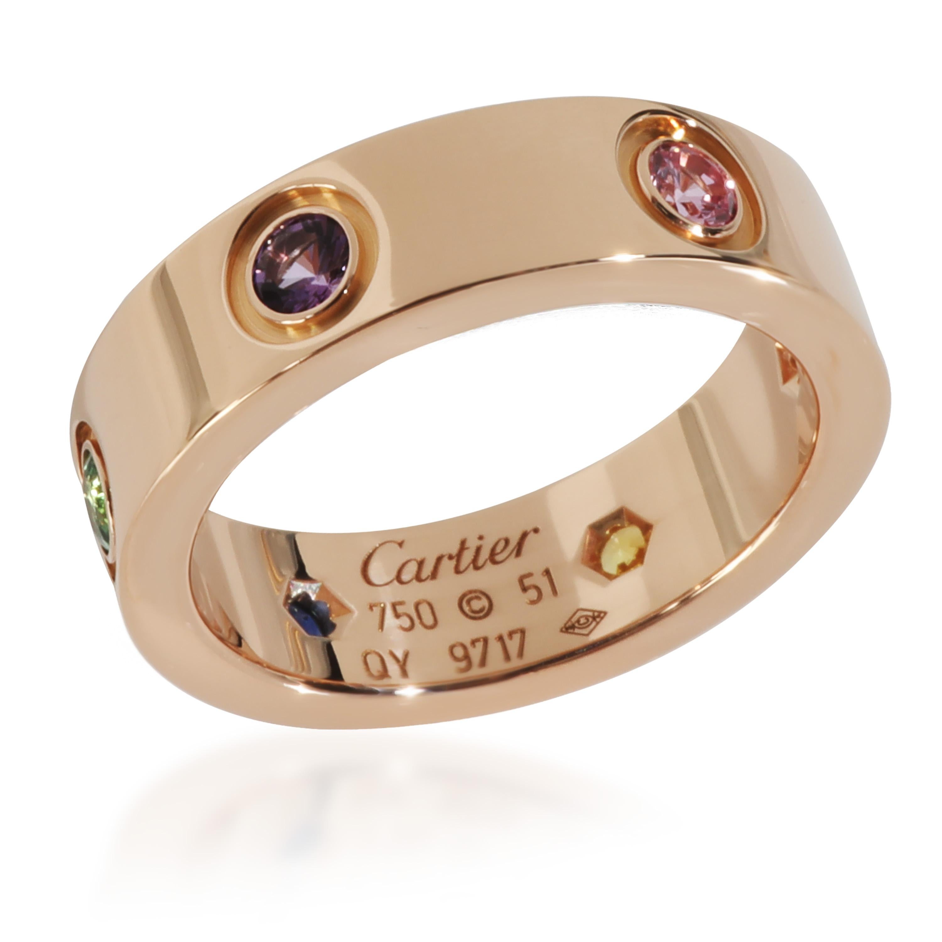 Cartier oro rosa  Anello d'amore con gemma arcobaleno In condizioni buone in vendita a New York, NY