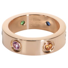 Cartier Rose Gold Rainbow Gemstone Love Ring