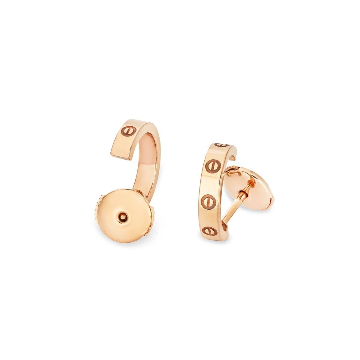 Cartier Rose Gold SM Love Hoop Earrings B8029000 In Excellent Condition In London, GB