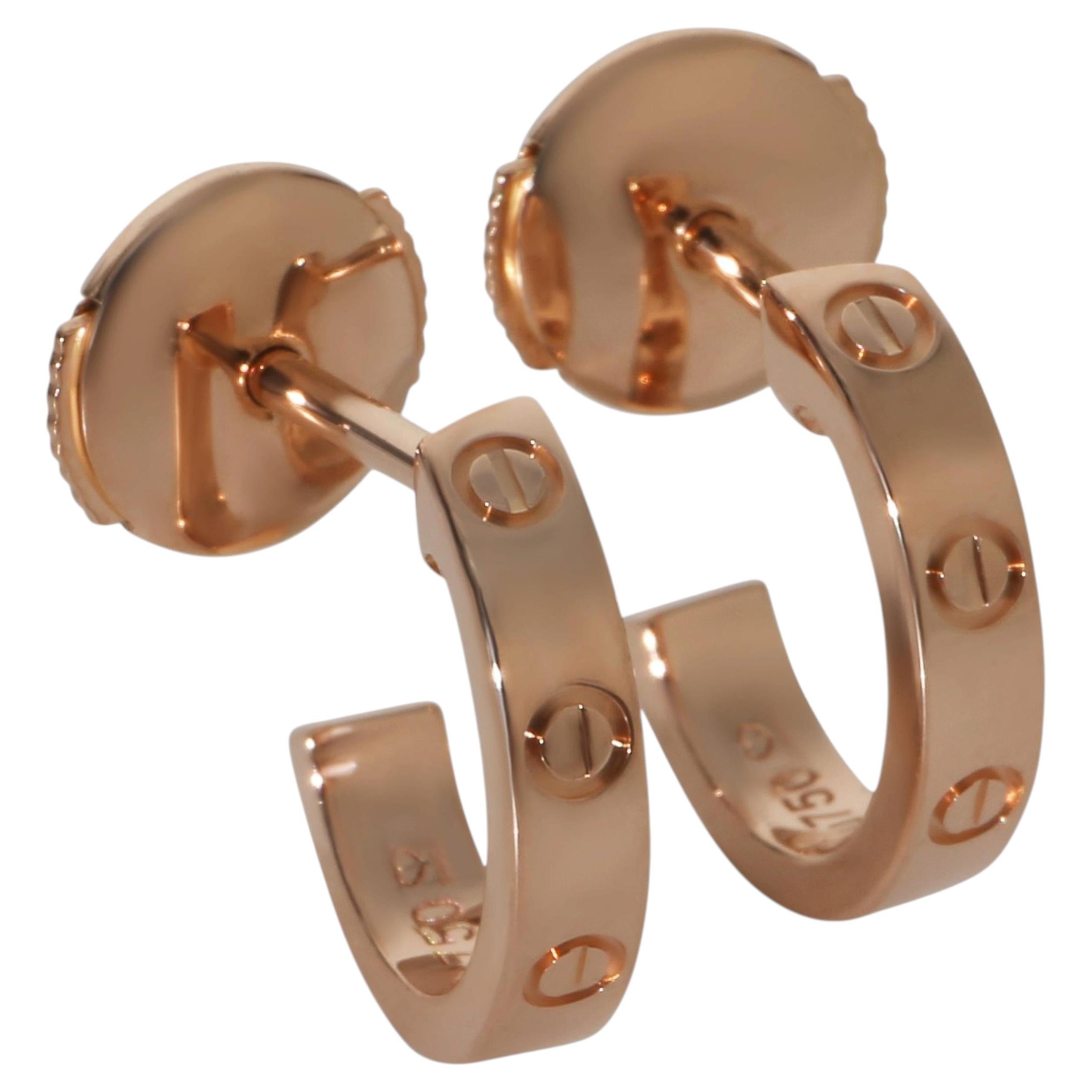 Cartier Rose Gold  Small Model Love Hoop Earrings For Sale