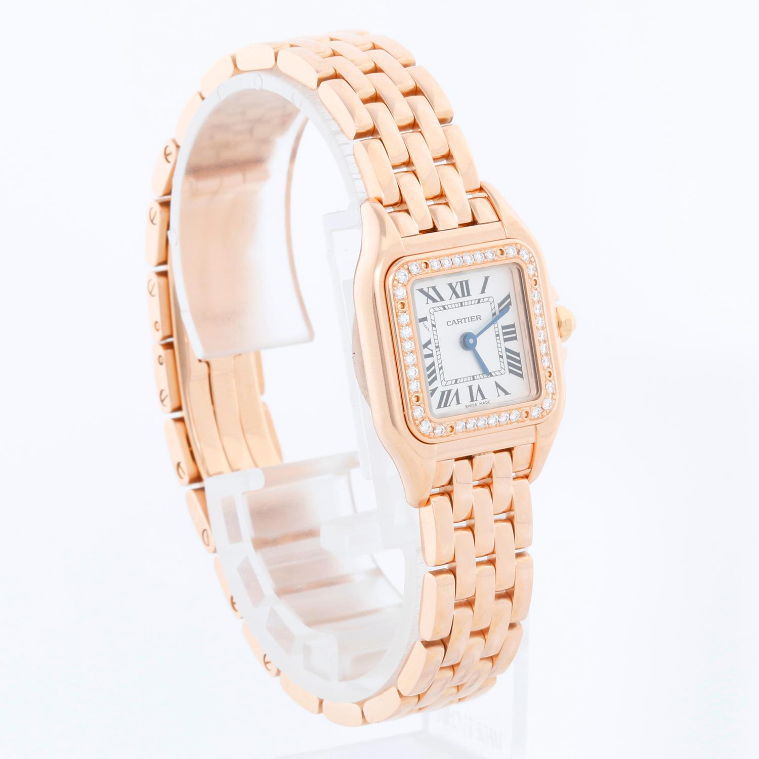 Women's Cartier Rose Gold Small Panther with Diamonds Ladies Watch For Sale