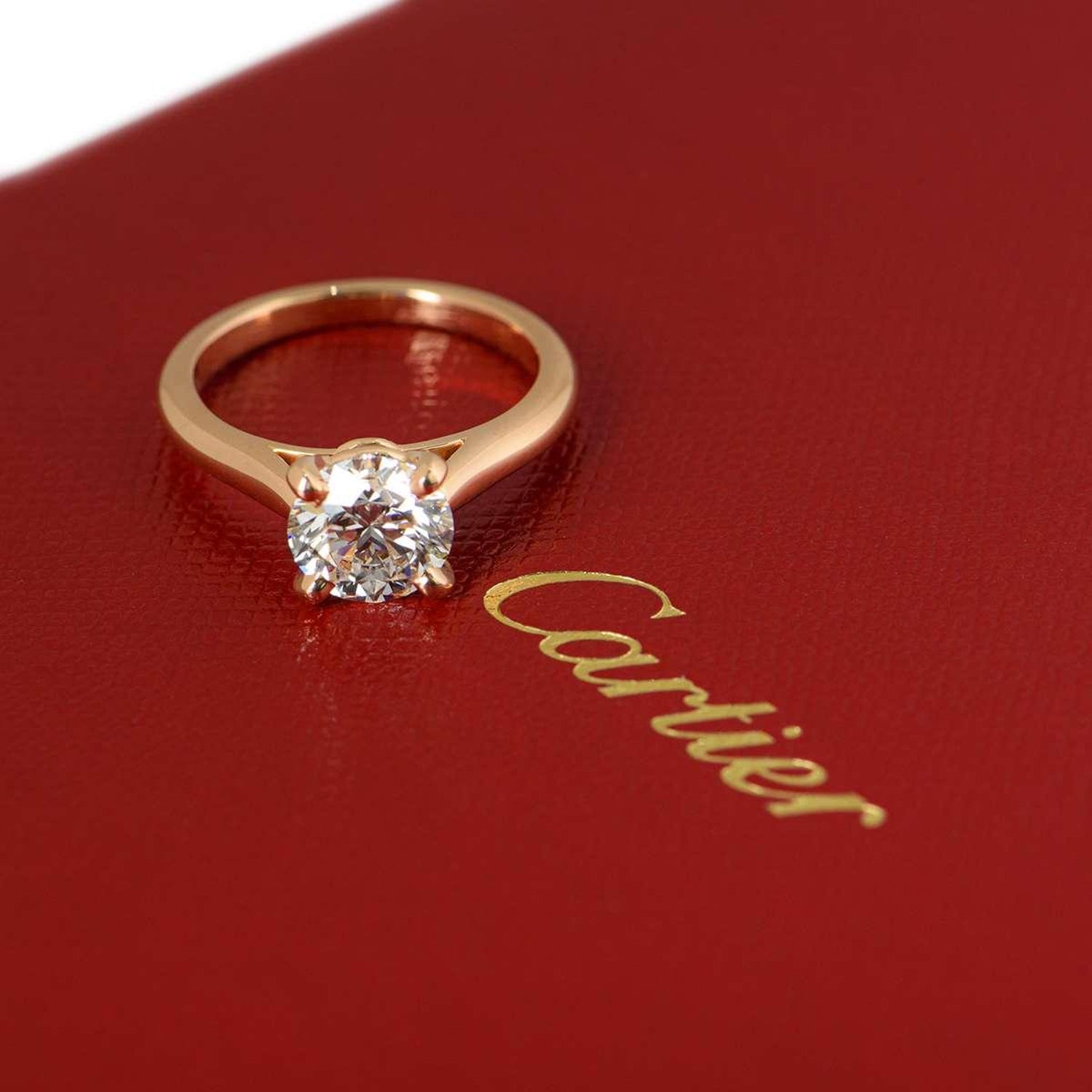 Cartier Rose Gold Solitaire 1895 Diamond Ring 1 64 Carat Gia Certified At 1stdibs
