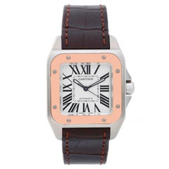 Cartier Rose Gold Stainless Steel Santos 100 Automatic Wristwatch Ref W20107X7