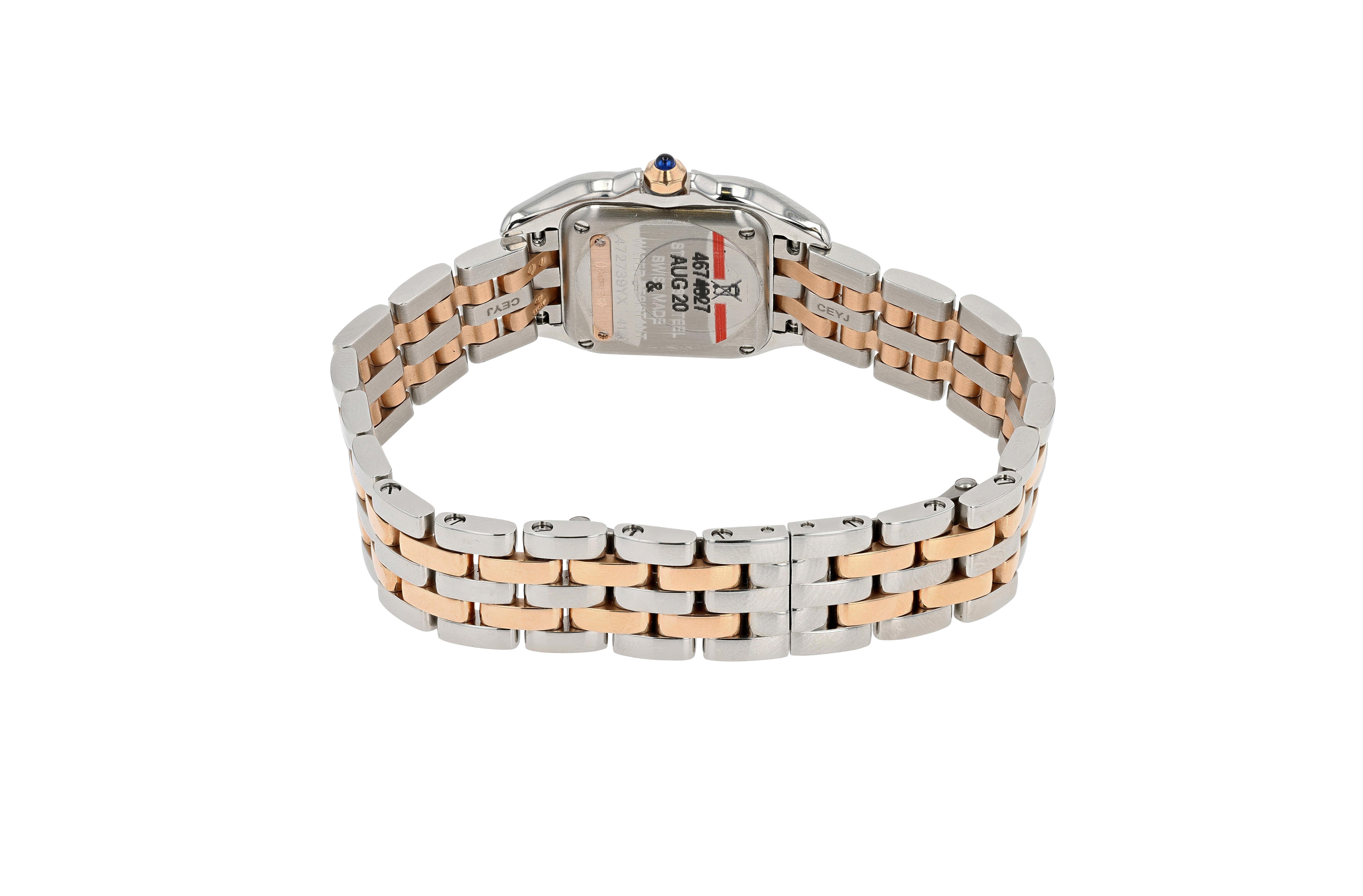 Taglio brillante Cartier in oro rosa, acciaio e diamanti Panthere de Cartier Modello Piccolo in vendita