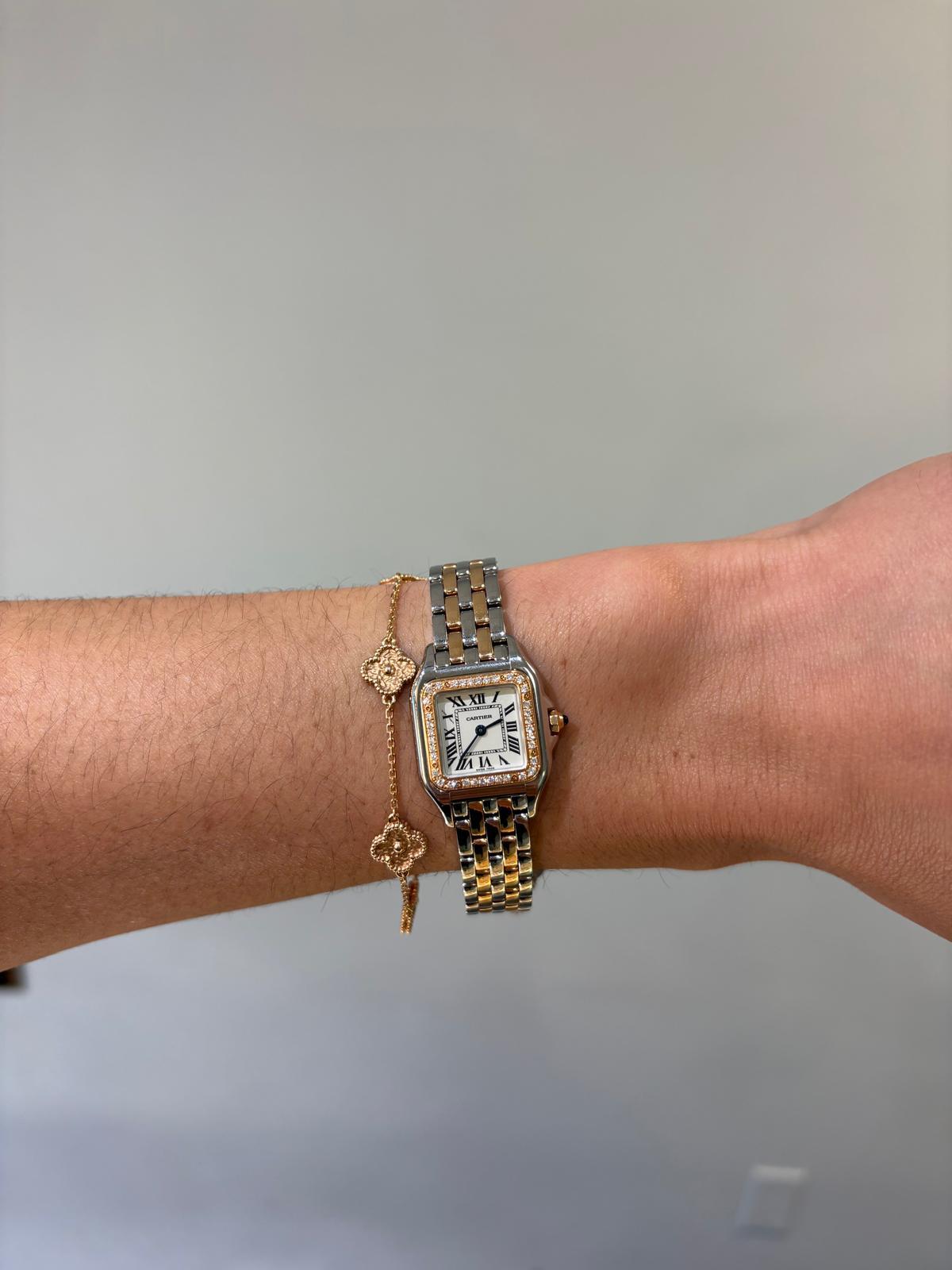 da uomo o donna Cartier in oro rosa, acciaio e diamanti Panthere de Cartier Modello Piccolo in vendita
