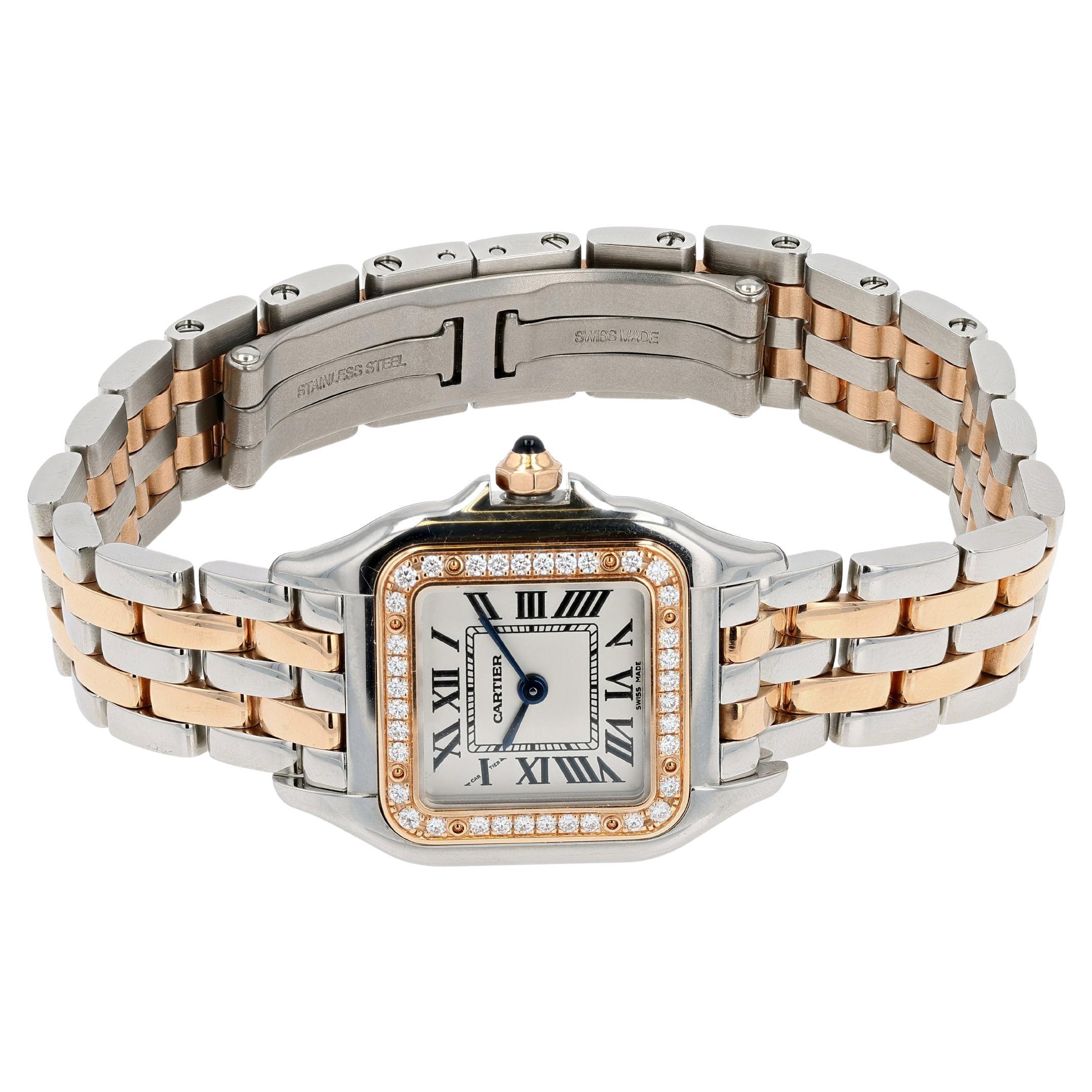 Cartier Rose Gold, Steel, and Diamond Panthere de Cartier Small Model