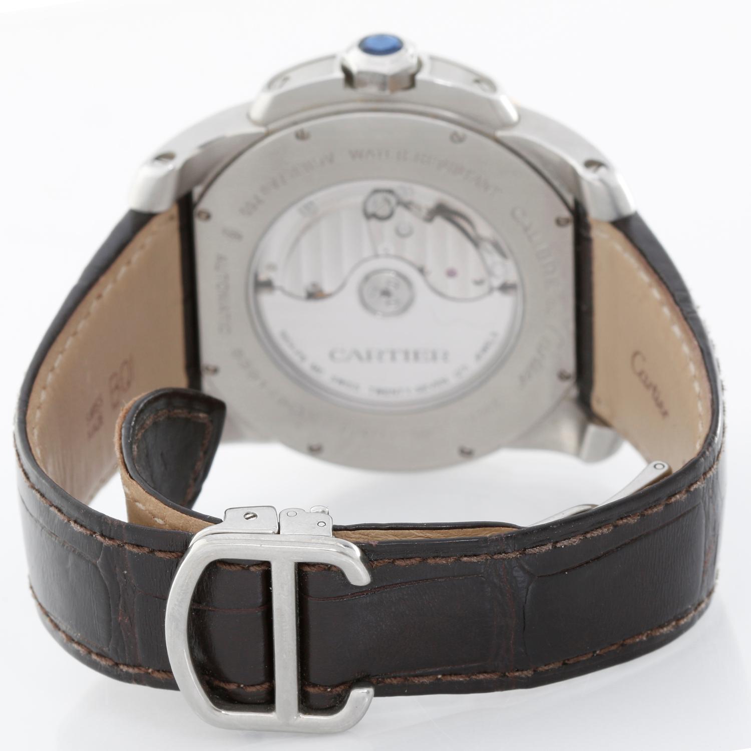 Cartier Rose Gold Steel Calibre de Cartier Large Automatic Wristwatch In Excellent Condition In Dallas, TX