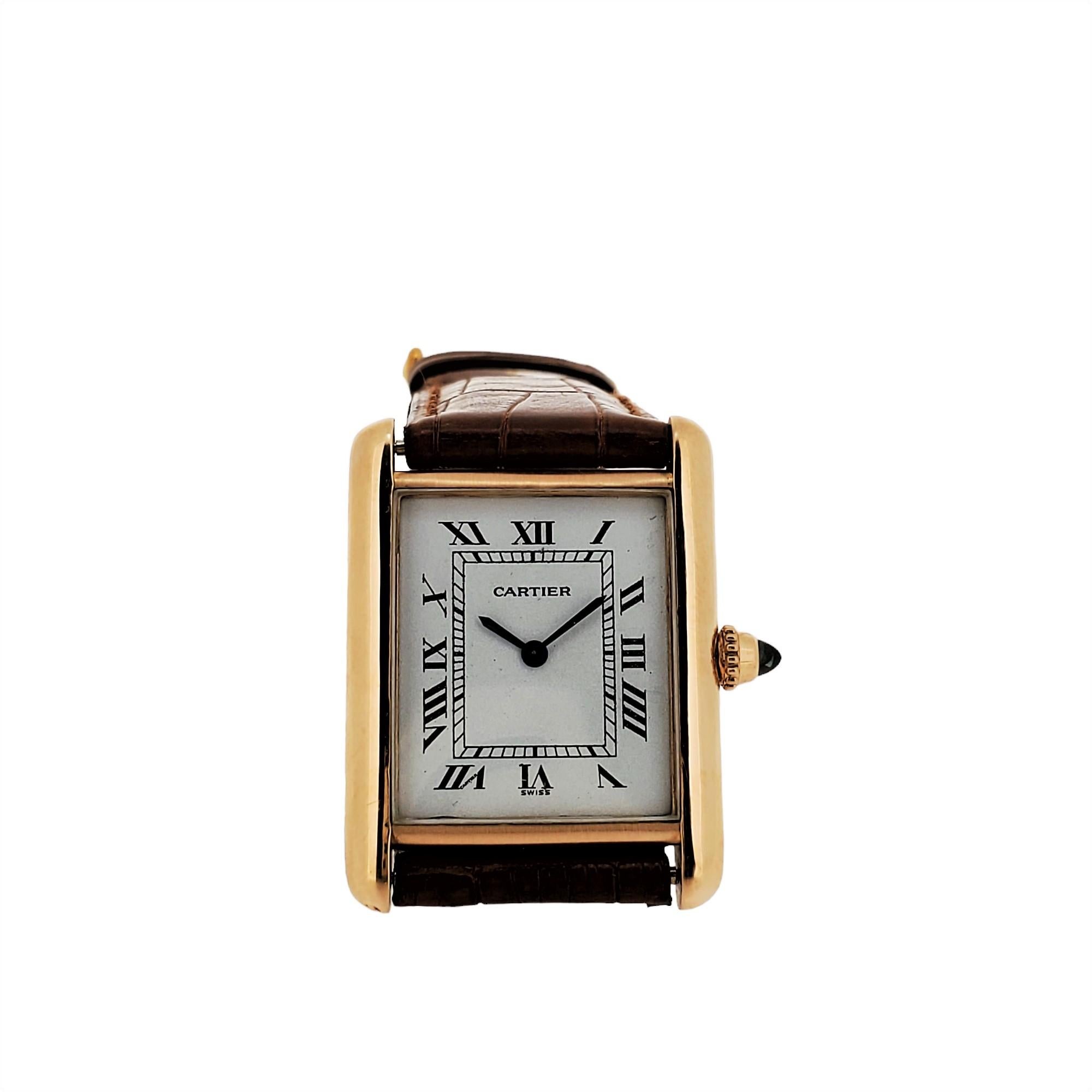 Art déco Montre Tank LC en or rose de Cartier, occasion, hommes ou unisexe, circa 2018-2023 en vente