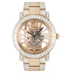 Cartier Rose Gold Unique Diamond Set Tourbillon Skeleton Wristwatch